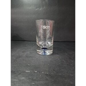 SKYY Vodka Glass Tumbler, Logo Glass, Blue Bubble Bottom, Cocktail Glass Barware